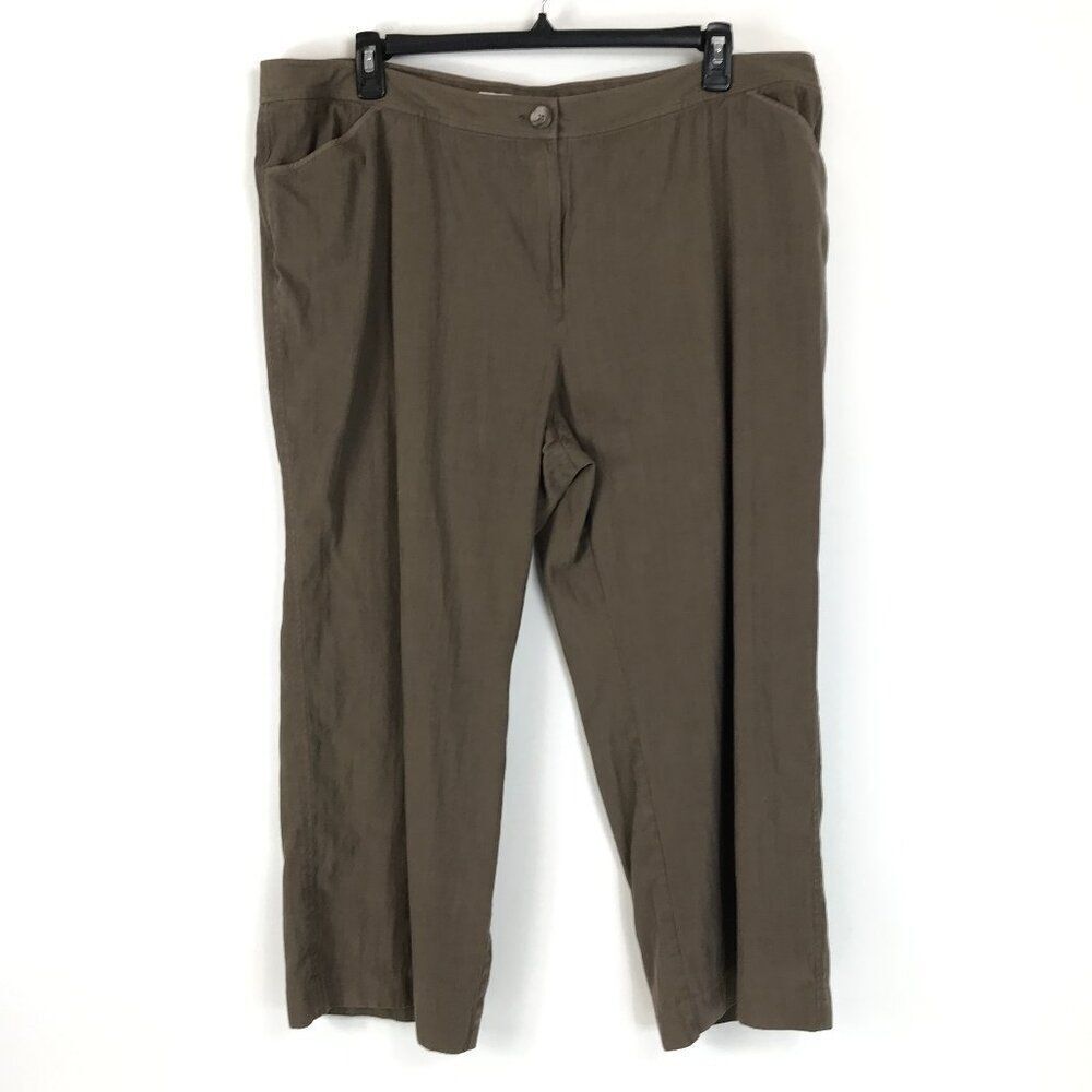 J. Jill Silk Blend Genuine Fit Dress Pants Women's Plus Size 24W Brown Mid Rise